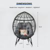 Outdoor Patio Wicker Egg Chair Indoor Basket Wicker Chair with Grey Cushion for Backyard Poolside