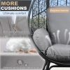 Patio PE Wicker Egg Chair Model 3 with Black Color Rattan Grey Cushion and Side Table