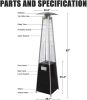 Bosonshop Outdoor Patio Heater, Pyramid Standing Gas LP Propane Heater With Wheels 89 Inches Tall 42000 BTU for Home or Commercial Courtyard (Black)