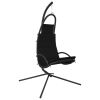 Garden Swing Chair with Cushion Black Oxford Fabric and Steel