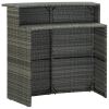 3 Piece Patio Bar Set with Cushions Poly Rattan Gray