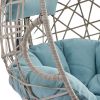 Outdoor Wicker Hanging Swing Chair Patio Hammock Basket Egg Chair with Cushion for Indoor Outdoor Use