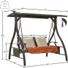 Patio Porch Swing 2 Person Adjustable Canopy Deluxe Hammock Swing Glider with Solar LED Light and 2 Sunbrella Cushions for Outdoor Garden, Balcony