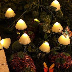 LED Outdoor Solar Garden Lights Waterproof Mushroom String Lawn Lamps Cute Fairy Light Landscape Lamp Path Yard Lawn Patio Decor (Wattage: 5M 20LEDs, Emitting Color: Warm white)