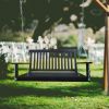 Front Porch Swing with Armrests;  Wood Bench Swing with Hanging Chains; for Outdoor Patio ; Garden Yard;  Porch;  Backyard;  or Sunroom