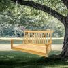 Front Porch Swing with Armrests;  Wood Bench Swing with Hanging Chains; for Outdoor Patio ; Garden Yard;  Porch;  Backyard;  or Sunroom