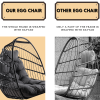 Swing Egg Chair with Stand Indoor Outdoor Wicker Rattan Patio Basket Hanging Chair with C Type bracket, with Cushion and Pillow, Foldable