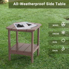 Outdoor Side Table for Adirondack Chairs;  All-Weather Resistant Humidity-Proof Waterproof Stain-Proof Accent Tables;  Backyard Deck Porch Beach Pool (Color: Brown)