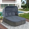 Outdoor Patio Furniture Set Daybed Sunbed with Retractable Canopy Conversation Set Wicker Furniture Sofa Set