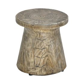 Outdoor Yard or Living Room Side Table with Wood Grain (Color: Nature, Style: Farmhouse)