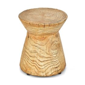 Outdoor Yard or Living Room Side Table with Wood Grain (Color: Nature, Style: Bohemian)