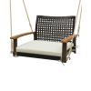 Outdoor & Indoor Single Person Swing Chair with Armrests Cushion