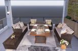 Direct Wicker Outdoor Patio Furniture Set with Rectangular Fire Pit Table in Elegant Brown or Chic Gray