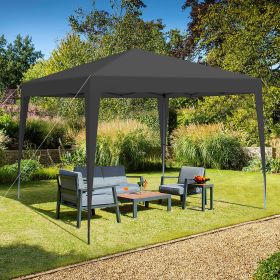 Outdoor 10 x 10 Ft Pop Up Gazebo Canopy Tent Removable Sidewall with Zipper, 2pc Sidewall with Windows, 4pc Weight Sand Bag and Carry Bag (Color: Black)