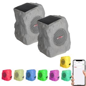 5 Core Outdoor Speakers Bluetooth 2Pcs Wireless Waterproof Patio Garden Speakers Rechargeable Solar LED Rock Garden Speaker - Grey (size: GRDNSPK SP GRY 1PC)