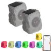 5 Core Outdoor Speakers Bluetooth 2Pcs Wireless Waterproof Patio Garden Speakers Rechargeable Solar LED Rock Garden Speaker - Grey