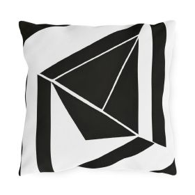 Decorative Outdoor Pillows With Zipper - Set Of 2, Black And White Geometric Pattern (Sizes: 16" √ó 16")