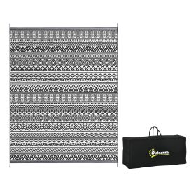 Reversible Outdoor Rug, 8' x 10' Waterproof Plastic Straw Floor Mat, Portable RV Camping Carpet with Carry Bag, Large Floor Mat for Backyard (Color: as Pic)