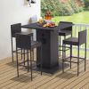 5-Piece Outdoor Conversation Bar Set, All Weather PE Rattan and Steel Frame Patio Furniture with Metal Tabletop and Stools for Backyards, Porch