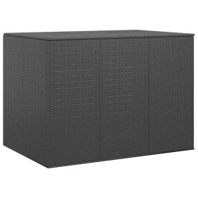 Patio Cushion Box PE Rattan Black (Color: Black)