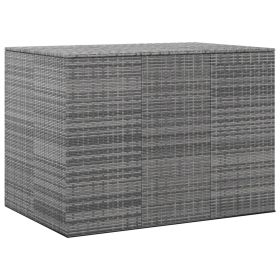 Patio Cushion Box PE Rattan Gray (Color: Grey)