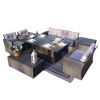 Direct Wicker Outdoor Patio Furniture Set with Rectangular Fire Pit Table in Elegant Brown or Chic Gray