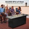 LEGACY HEATING 57" Propane Fire Pit Table, 50,000BTU Outdoor Gas Fire Pit, 2 in 1 Rectangular Firepit Tabletop w/ Lid, Wind Guard, Glass Beads