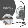 Hanging Wicker Egg Chair with Stand and Cushion