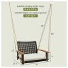 Outdoor & Indoor Single Person Swing Chair with Armrests Cushion