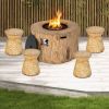 Outdoor Yard or Living Room Side Table with Wood Grain