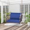 Outdoor & Indoor Single Person Swing Chair with Armrests Cushion