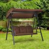 Outdoor 3-Seat Porch Swing with Adjustable Canopy and Cushions