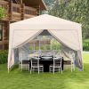 Outdoor 10 x 10 Ft Pop Up Gazebo Canopy Tent Removable Sidewall with Zipper, 2pc Sidewall with Windows, 4pc Weight Sand Bag and Carry Bag