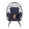 COOLMORE Egg Chair Wicker Outdoor Indoor Oversized Large Lounger with Stand Cushion Egg Basket Chair for Patio, Garden, Backyard, Balconyn