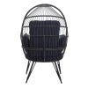 COOLMORE Egg Chair Wicker Outdoor Indoor Oversized Large Lounger with Stand Cushion Egg Basket Chair for Patio, Garden, Backyard, Balconyn