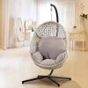 Large Hanging Egg Chair with Metal Stand and UV Resistant Cushion Hammock Chairs with C-Stand for Outdoor or Indoor