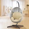 Large Hanging Egg Chair with Metal Stand and UV Resistant Cushion Hammock Chairs with C-Stand for Outdoor or Indoor