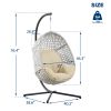 Large Hanging Egg Chair with Metal Stand and UV Resistant Cushion Hammock Chairs with C-Stand for Outdoor or Indoor