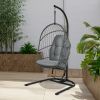 Hanging Wicker Egg Chair with Stand and Cushion