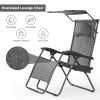 Folding Recliner Lounge Chair with Shade Canopy Cup Holder