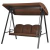 Outdoor 3-Seat Porch Swing with Adjustable Canopy and Cushions