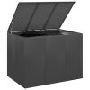 Patio Cushion Box PE Rattan Black