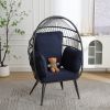 COOLMORE Egg Chair Wicker Outdoor Indoor Oversized Large Lounger with Stand Cushion Egg Basket Chair for Patio, Garden, Backyard, Balconyn