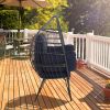 COOLMORE Egg Chair Wicker Outdoor Indoor Oversized Large Lounger with Stand Cushion Egg Basket Chair for Patio, Garden, Backyard, Balconyn