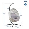 Large Hanging Egg Chair with Metal Stand and UV Resistant Cushion Hammock Chairs with C-Stand for Outdoor or Indoor