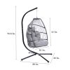 Outdoor Patio Wicker Folding Hanging Chair; Rattan Swing Hammock Egg Chair With Cushion And Pillow