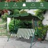 3 Seat Outdoor Patio Canopy Swing with Cushioned Steel Frame