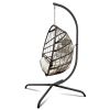 Swing Egg Chair with Stand Indoor Outdoor Wicker Rattan Patio Basket Hanging Chair with C Type bracket, with Cushion and Pillow, Foldable