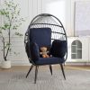 COOLMORE Egg Chair Wicker Outdoor Indoor Oversized Large Lounger with Stand Cushion Egg Basket Chair for Patio, Garden, Backyard, Balconyn