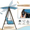 2-Seat Outdoor Canopy Swing with Comfortable Seat Fabric and Heavy-duty Metal Frame